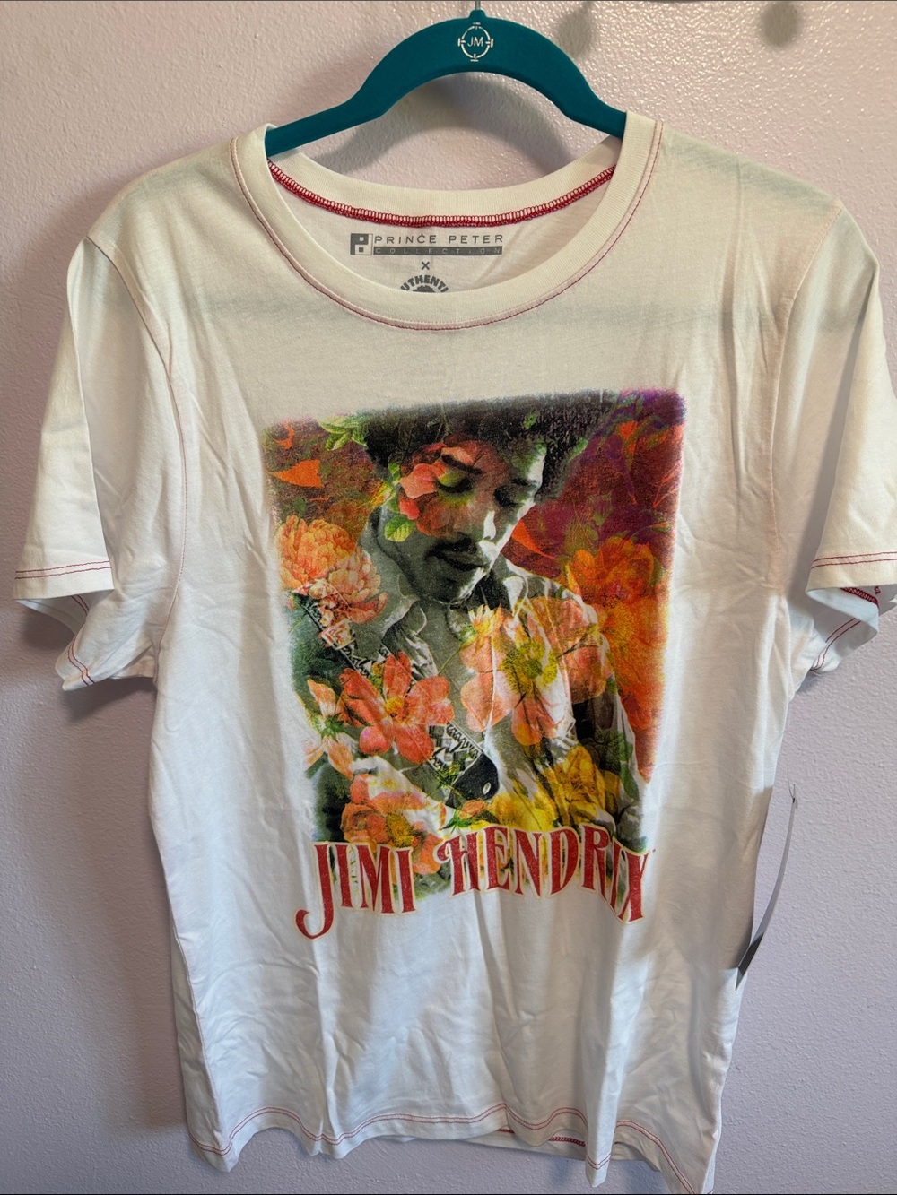 Prince Peter White Short-Sleeve Jimi Hendrix Floral Graphic Tee